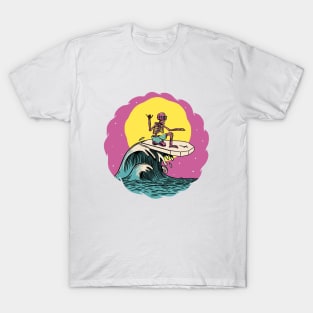 Skeleton Surfer Summer Vibes Beach Lifestyle T-Shirt